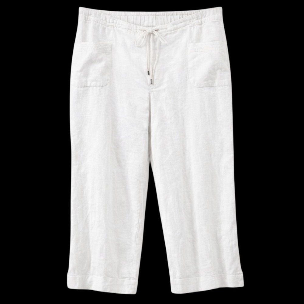 Lauren Ralph‎ Lauren Linen Pants Womens 20W White Cropped Plus Coastal Resort